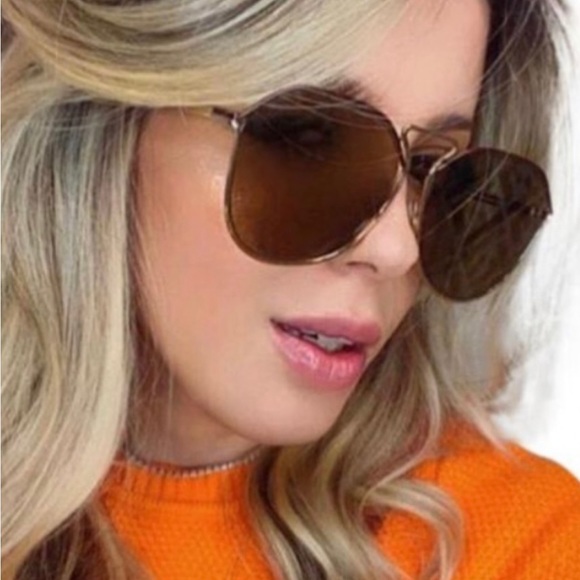 FENDI FF GOLD MIRROR WITH BLUE AVIATOR SUNGLASSES main image 8